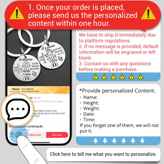 Keychain Name Birth Weight Height