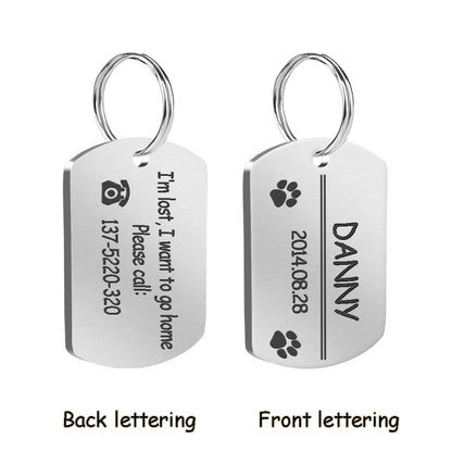 Dog ID Tag Stainless Steel Engraved Pet Name Birthday Phone No. and Gender with Ring