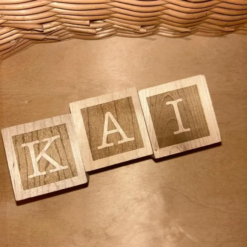 1pc A-Z personalized wood blocks