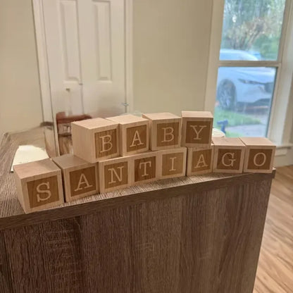 1pc A-Z personalized wood blocks